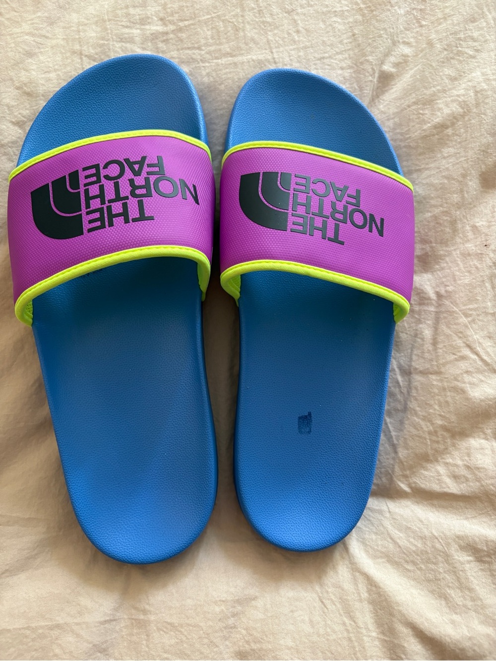 The North Face Blue, Purple & Neon Slide Sandals